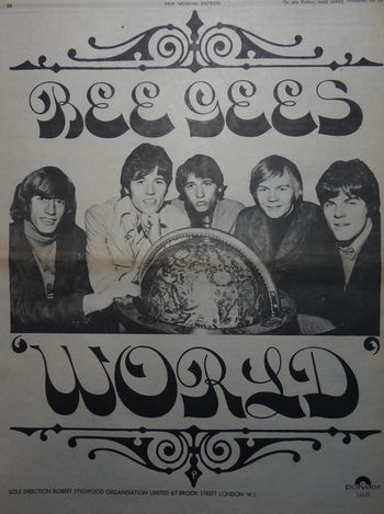 「ワールド」の全面広告（NME紙1967年11月25日号）