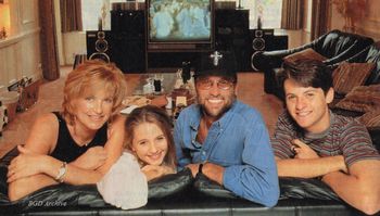 Maurice Gibb at home with family